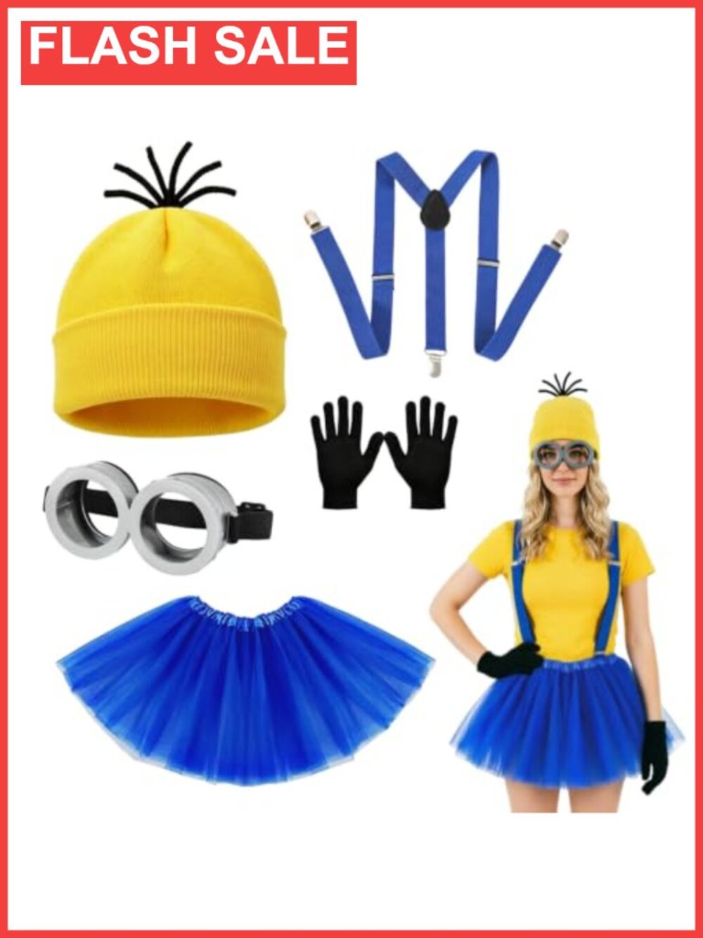 5-Pack Halloween Costume Accessory Set Cosplay Beanie Goggles Suspenders Gloves